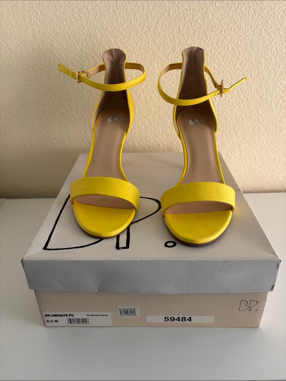 bp Bright Yellow Open-Toe Ankle-Strap Heels